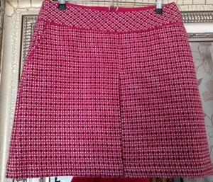 New MONSOON Ladies Fuchsia Pink Wool Mix Geometric Smart Short Party Skirt UK 12 - Picture 1 of 9