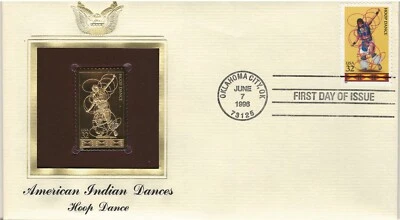 American Indian Dances--Hoop Dance--1st day issue-Golden Replica - Image 1 of 4