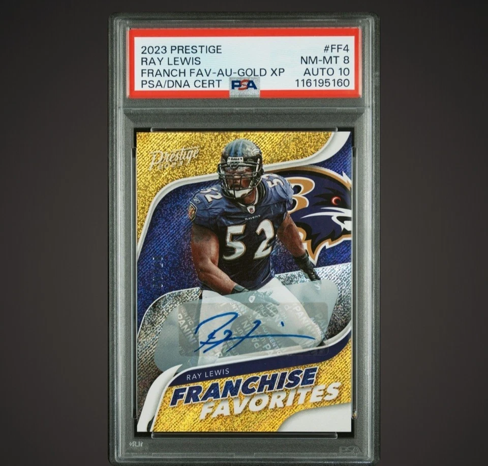 2023 Prestige Ray Lewis Franchise Favorites Gold /10 PSA 8 AUTO 10 - Image 1 of 1