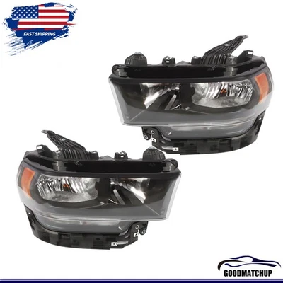 For 2019-2024 Dodge Ram 2500 3500 Black Headlights Halogen Lamp Left+Right 19-24 Foto 1 de 4