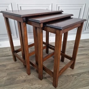 Antique Nest 3 Mahogany Tables Mid Century Occasional Side Vintage Wooden Retro - Picture 1 of 24