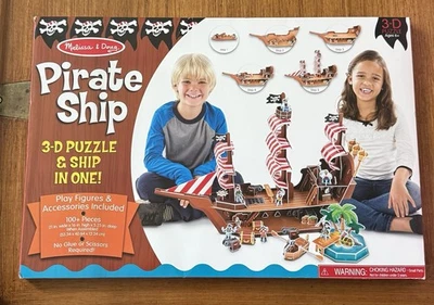 Melissa & Doug Pirate Ship 3-D Puzzle and Ship in One Set – 100+ Pieces – New - Image 1 of 2