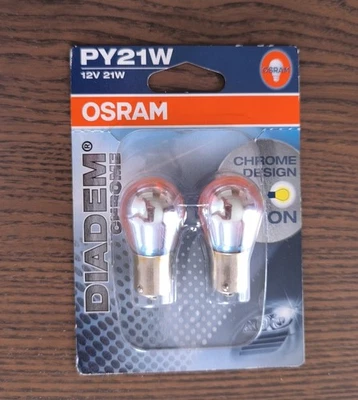 OSRAM PY21W BAU15s DIADEM CHROME INDICATOR SIGNAL BULBS TwinPack 5707DC-02B - Image 1 of 2