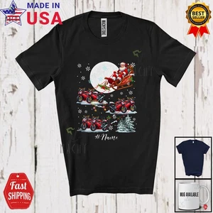 Custom Name Santa Sleigh Motorbike Reindeer; Joyful Christmas Moon Riding Shirt - Picture 1 of 7