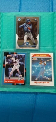 Bo Jackson 1991 Score Highlight #420 & 1988 Donruss #220 & Austin Charles BC 1st - Image 1 of 4