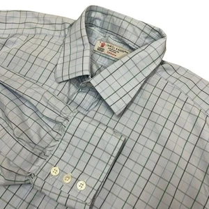 Camisa de vestir Turnbull Asser para hombre 18 46 azul a cuadros exclusiva Inglaterra manga larga - Imagen 1 de 8