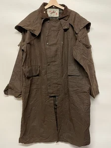 Long Riding Coat Mens XXL Green Waxed Duster Trench Jacket Shoulder Cape Country - Picture 1 of 10
