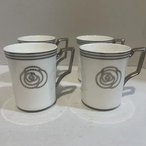 Noritake white and platinum Aidan 4687 (4) bone china mugs Sri Lanka - Picture 1 of 17