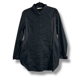 Soft Surroundings Black Mixed Material Button Up Shirt - Picture 1 of 10