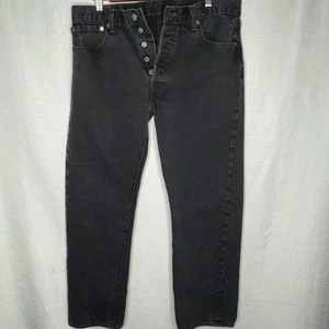 Pantalones de mezclilla elásticos Levi's 501 para hombre 34x30 negros con botones y moscas de pierna recta - Imagen 1 de 7