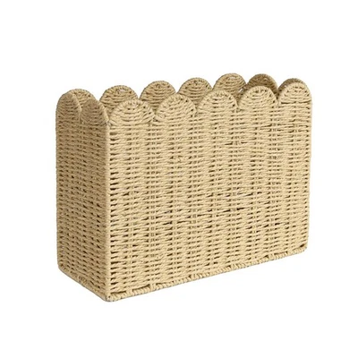 Woven Basket Sturdy Compact Journal Basket for Living Room Office Newspaper - Image 1 of 3