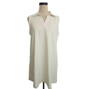 Neu mit Etikett J. Crew Hemdkleid elfenbeinweiß Kragen ärmellos M Polo Active Kleid - Bild 1 von 6
