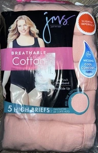 Just My Size ~ Women's High Brief Underwear Panties 5-Pair Cotton Rose Pink ~ 12 - Picture 1 of 3