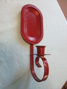 Vintage Wrought Iron Wall Candle Sconce Holder Hanging Wall Mounted RED - 11'' - Picture 1 of 5