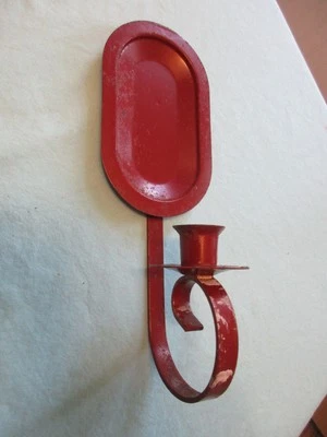Vintage Wrought Iron Wall Candle Sconce Holder Hanging Wall Mounted RED - 11'' - Image 1 of 4