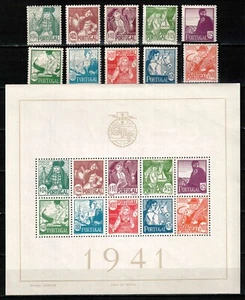 Portugal 1941, Mi#632-641 + Bl 4, Sc#605-614a, folk costumes, MNH! 480€! - Picture 1 of 1