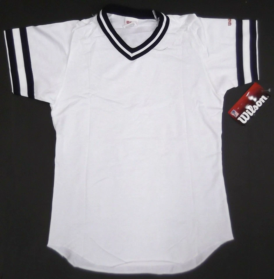 Camiseta deportiva Wilson A4595 blanca con cuello en V retro para adulto (WN) Foto 1 de 1