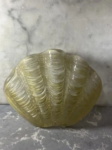 Original Art Deco Odeon Shell Glass Light Shade Yellow - Picture 1 of 13