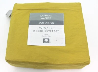 Garment Washed Solid Twin/Twin XL Duvet Cover Set in Gold - Image 1 of 2