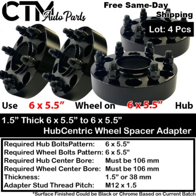 4x 1.5" 6x5.5"(6x139mm) Hubcentric Wheel Spacer Adapter Fit Tacoma 4Runner&More - Image 1 of 4