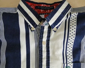 Camicia Tommy Hilfiger ragazzo manica lunga stelle e righe cotone taglia XL - Foto 1 di 6