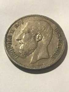 1867 Belgium 2 Francs VF+ #7989 - Picture 1 of 2
