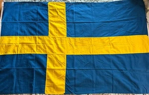 Vintage Swedish Linen Flag Sweden 46”x74” NYA Stockholms Flaggfabrik - Imagen 1 de 10