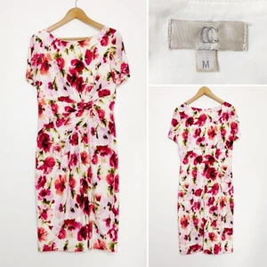 Country Casuals CC Pink Floral Ruched Pencil Wiggle Bodycon Dress Size Medium - Picture 1 of 10