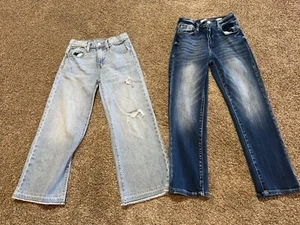 Girls Jeans Size 10 Lot Of 2 Kancan Mom Fit & Old Navy Wide Leg Baggy 1459 - Picture 1 of 19