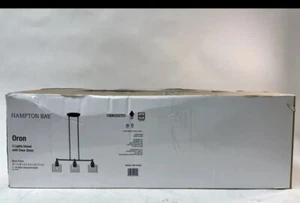 Hampton Bay Oron 3-Light Black Linear Island Pendant Hanging Light Kitchen - Picture 1 of 2