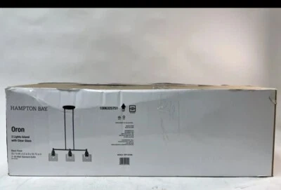 Hampton Bay Oron 3-Light Black Linear Island Pendant Hanging Light Kitchen - Image 1 of 2