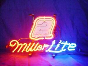 Miller Lite #2 Nascar Race Neon Light Sign Lamp 14"x10" Beer Artwork Decor Gift