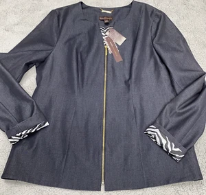 Dana Buchman Womens Blazer 12 Black Career Lined Jacket Gold Zipper NWT - Picture 1 of 11
