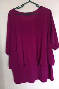 Lane Bryant Magenta Short Sleeve Knit Top Sz 3X - Imagen 1 de 3