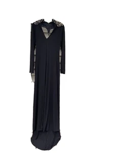 Va Va Voom Drape Back Studded / Beaded Neck Black Formal Dress Size L - Picture 1 of 9