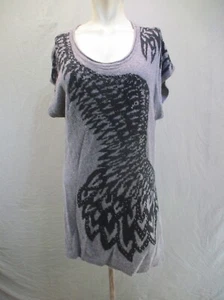 ALBERTO MAKALI Size L Womens Gray Round Neck Sleeveless Beaded Knit Dress 797 - Picture 1 of 9