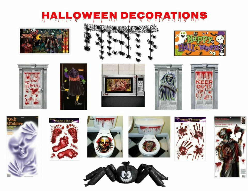 Decoraciones de fiesta de Halloween para techo de pared y puerta espeluznante diversión familiar Foto 1 de 1