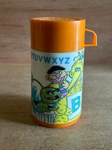 Sesame Street Aladdin Thermos Orange 1979 Vtg Cookie Monster Oscar Big Bird Elmo - Picture 1 of 20