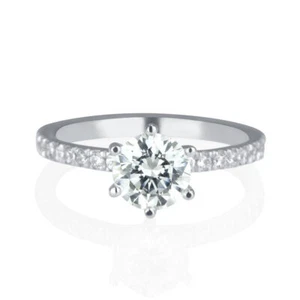 1 1/2 CT Lab Created Diamond Engagement Ring Round Cut F/VS2 14K White Gold - Picture 1 of 5