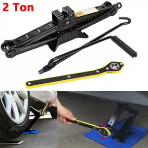 2 Ton Scissor Jack Lift Wind Up Tools For Car Van Garage w/ Wrench Speed Handle - Picture 1 of 11