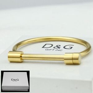 DG Women's 6.5" Stainless Steel Bangle Bracelet,Gold plated Box