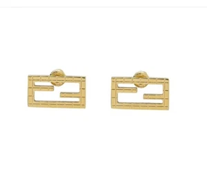 Fendi Gold Finish Baguette Earrings - Picture 1 of 11