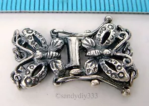 1x STERLING SILVER OXIDIZED BUTTERFLY 3-STRAND PEARL BOX CLASP 24mm 12mm #262 - Picture 1 of 2