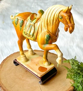 Tang Sancai Pottery Porcelain Dynasty War Horse Statue Glaze Ceramic VTG Figure - Picture 1 of 15