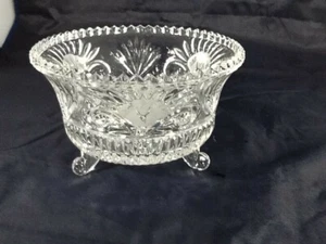 Vintage Cut Clear Glass Candy Dish 8" Diameter Heavy Footed PERECT SAWTOOTH EDG - Picture 1 of 6