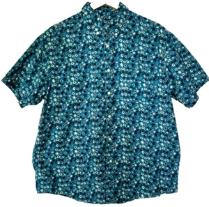 Camisa Roundtree Yorke Manga Corta Azul Talla XL Algodón Golf Trabajo Jugar Floral - Imagen 1 de 3