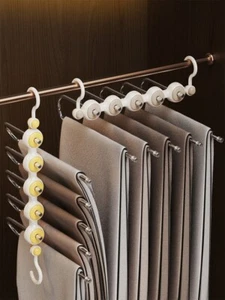 Pants Hangers Closet Storage 5 in 1 Foldable Hangers PP+ Stainless steel Brown - Picture 1 of 7