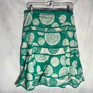  BCBGMAXAZRIA green white geometric floral cotton a-line skirt 8 - Picture 1 of 6