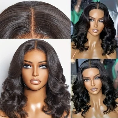 Бесклеевой парик 13x4 Lace Front Body Wave Bob предварительно выщипанный синтетический парик - Изображение 1 из 4