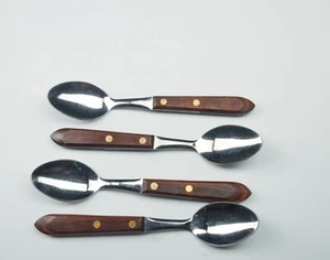 MCM Washington Forge TOWN & COUNTRY SS & Walnut Flatware Teaspoons - Set of 4 - Picture 1 of 3